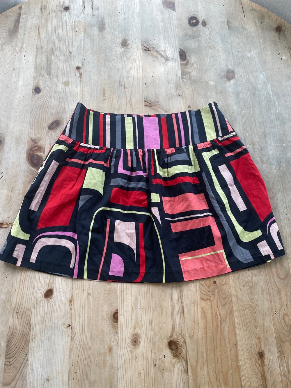 Kensie Pretty Abstract Geometric Shape Fully Lined Mini Cotton Skirt Indie Boho